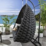 Lleu Three Seater Hanging Swing With Stand For Balcony, Garden Swing (Grey) Braid & Rope - Image 2