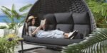 Lleu Three Seater Hanging Swing With Stand For Balcony, Garden Swing (Grey) Braid & Rope - Image 4