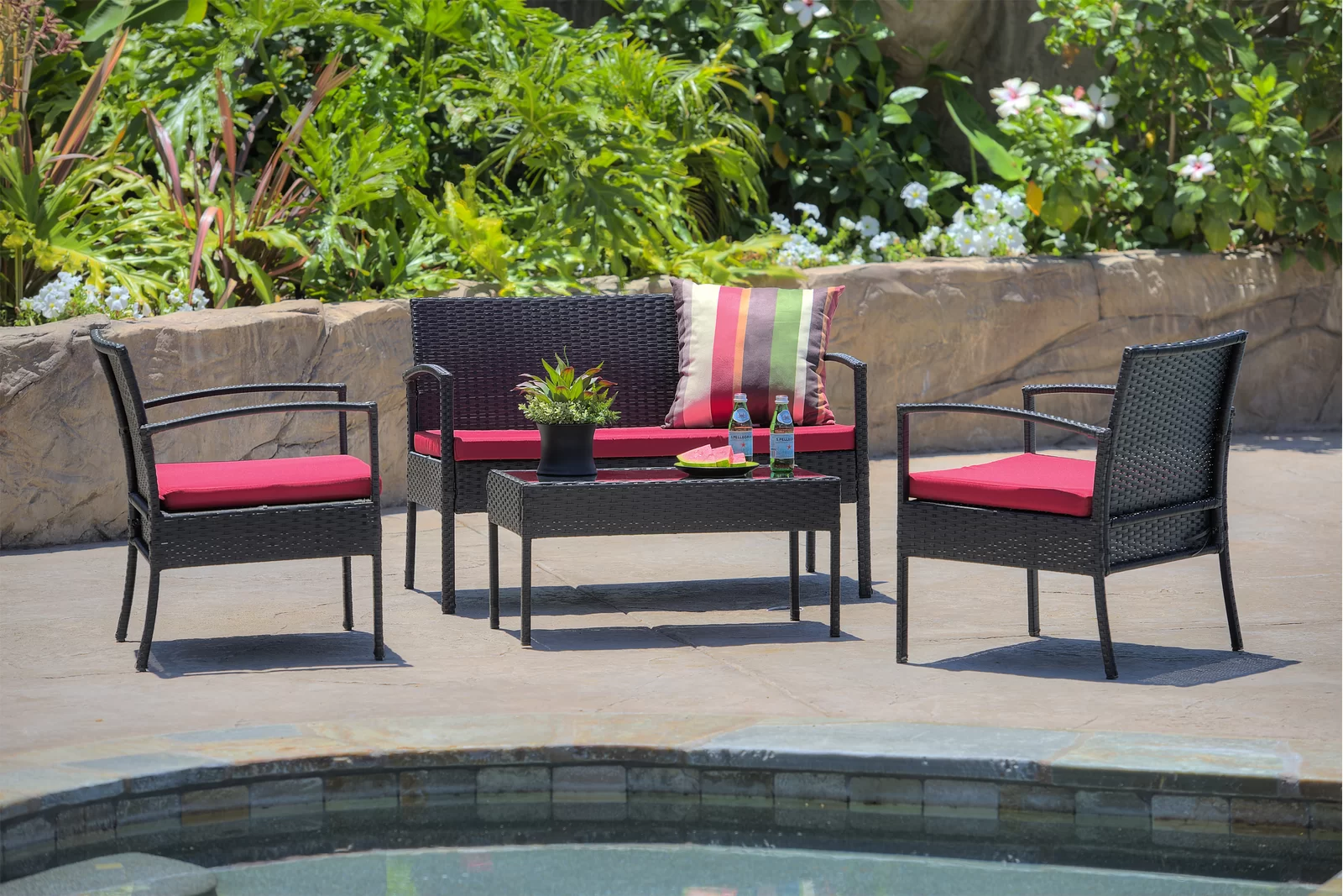 0V45ceh90VMsd_1 Aver Outdoor Sofa Set 2 Seater , 2 Single seater and 1 Center Table Set (Black) - Image 1