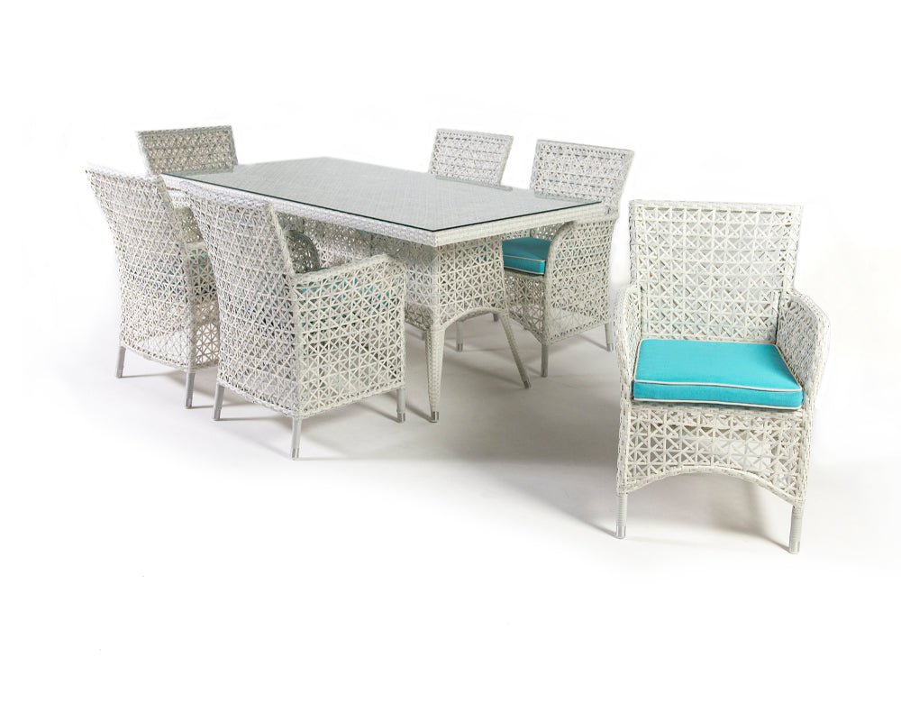 1-1 Lodovico Outdoor Patio Dining Set 6 Chairs and 1 Table (Pearl white) - Image 1