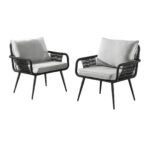 Novar Outdoor Patio Seating Set 4 Chairs and 1 Table Set Braided & Rope - Image 9