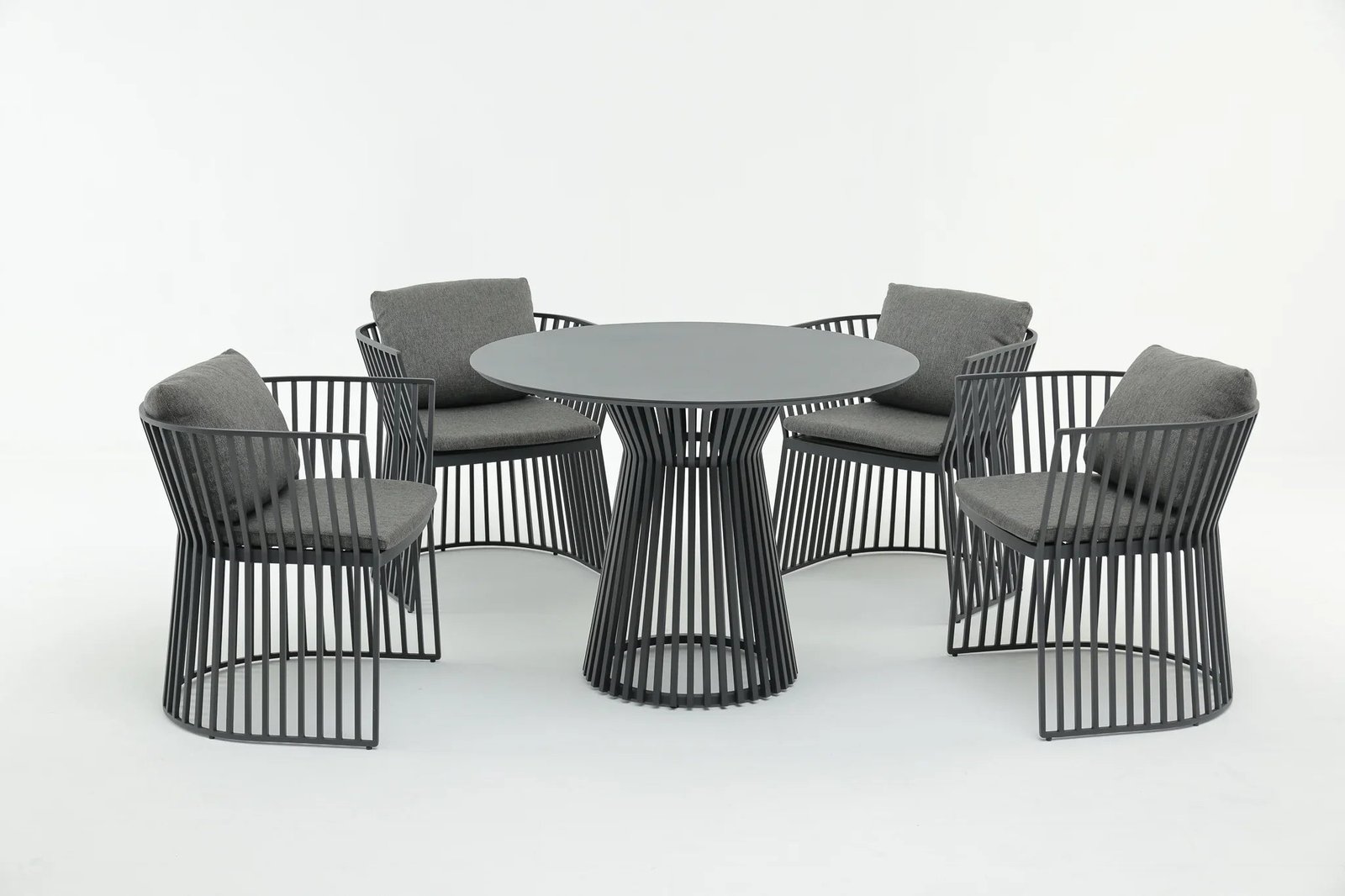 115 Alba Outdoor Patio Dining Set 4 Chairs and 1 Table (Grey) - Image 1