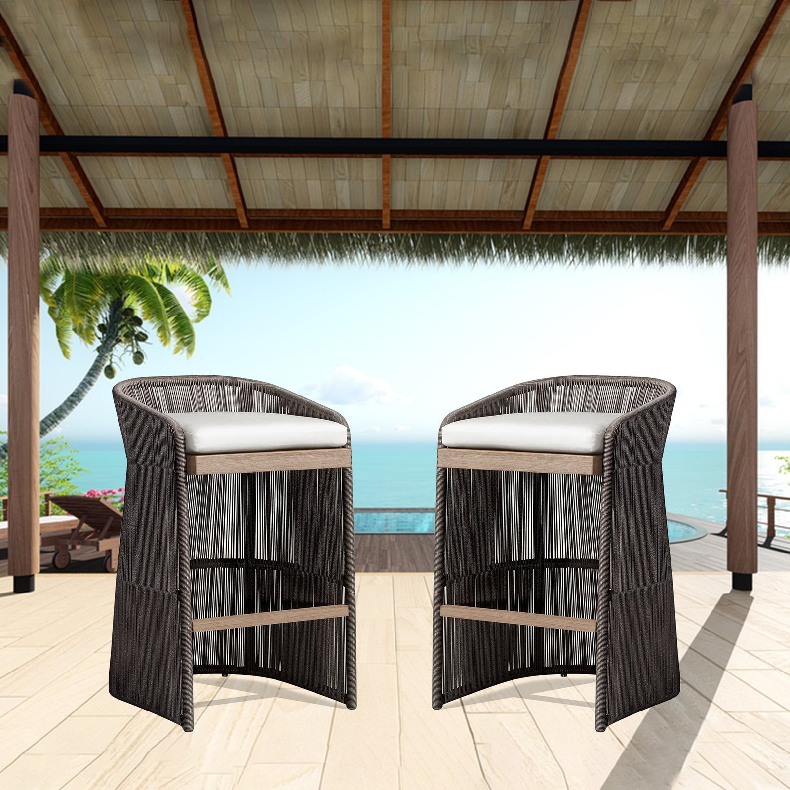 1_18603683-cdc7-4118-97d8-da032650bcdc Erim Outdoor Patio Bar Chair 2 Chair For Balcony Braided & Rope - Image 1