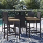 Volta Outdoor Patio Bar Sets 4 Chairs and 1 Table (Dark Brown) - Image 7