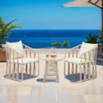 Varqo Outdoor Patio Seating Set 2 Chairs and 1 Table Set Braided & Rope