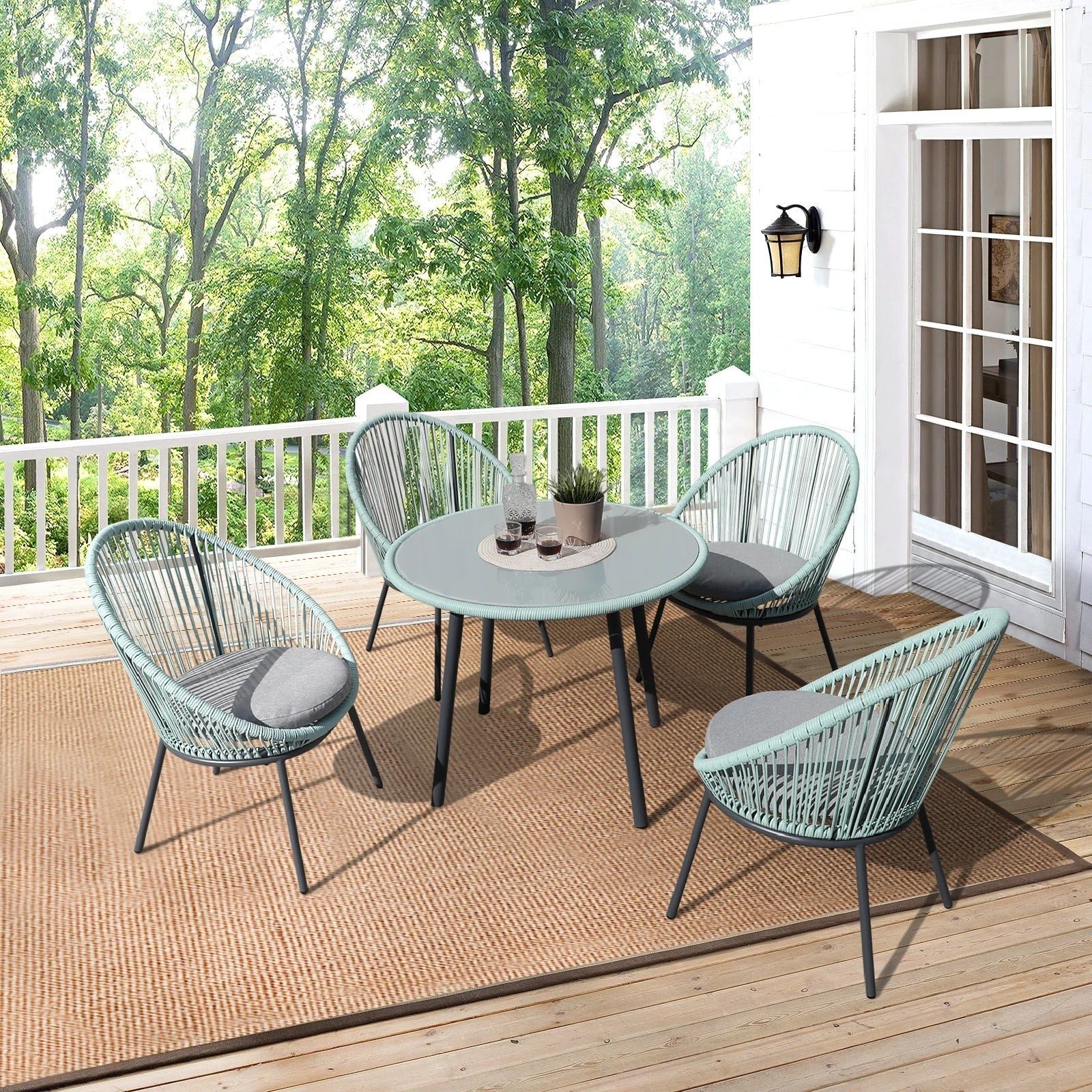 1_b622cce7-5584-469c-9ab0-dde131b9819d Piel Outdoor Patio Seating Set 4 Chairs and 1 Table Set (Turquoise) - Image 1