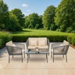 Parna Outdoor Garden Balcony Sofa Set 2 Seater , 2 Single Seater 1 Center Table Set Braided and Rope - Image 3
