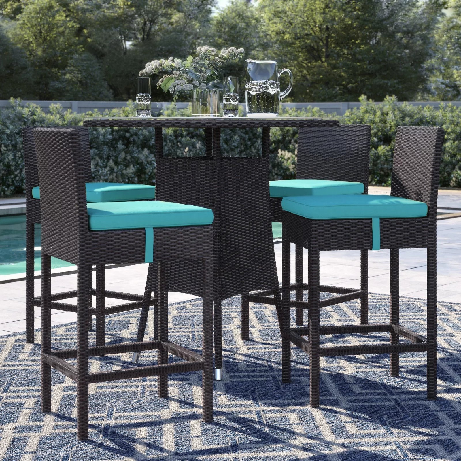 1_f57a35c7-d450-431c-8bef-b1a4004fe815 Volta Outdoor Patio Bar Sets 4 Chairs and 1 Table (Dark Brown) - Image 1