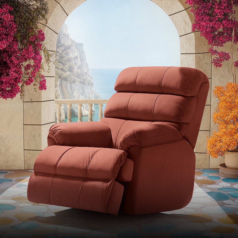 1_fe593153-e522-4e07-a9bf-0c902136508d Avalon Posture pro Rocking & Rotating Single Seater Premium Leatherette Recliner, Tan, Motorized - Image 1