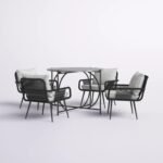 Novar Outdoor Patio Seating Set 4 Chairs and 1 Table Set Braided & Rope - Image 3