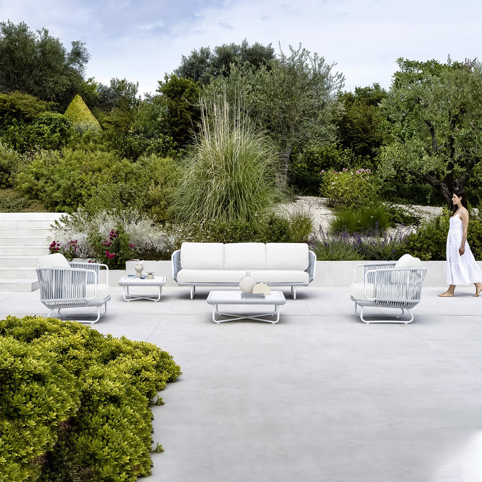 2_54962e85-c7bc-4429-9e97-6e1fe0bb46b1 Astor Outdoor Garden Balcony Sofa Set 3 Seater , 2 Single Seater and 1 Center Table Set Braid & Rope (Grey-Off White) - Image 1