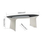 Modero Outdoor Patio Seating Set 6 Chairs and 1 Table Set (Tan + White) - Image 7