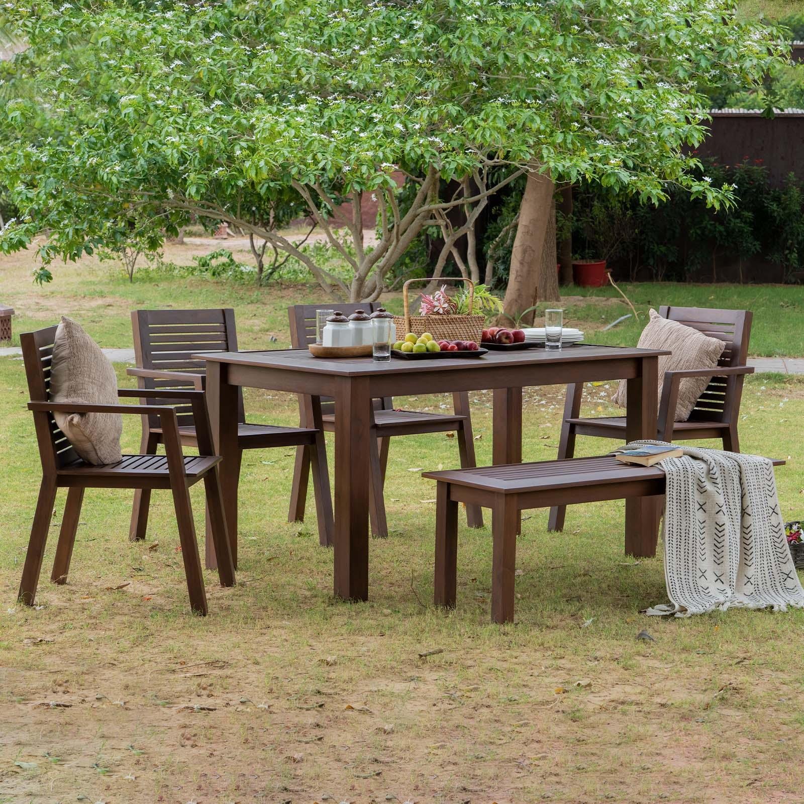 3_7b32390f-f1d4-4c33-b2de-f2bbe6bedea2 Alfresco Outdoor Dining Table With 4 Arm Chairs And Bench - Image 1