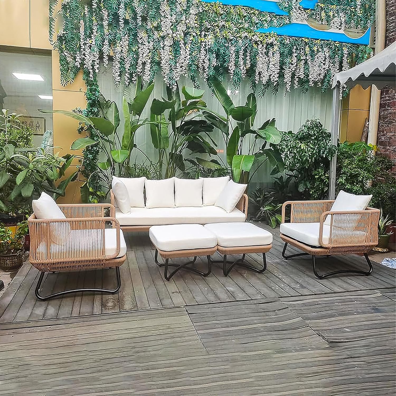 3_9d8edd2b-8fc6-4847-b782-47877ae80eeb Kuub Outdoor Sofa Set 3 Seater, 2 Single seater,2 Ottoman(Tan) - Image 1