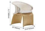 Modero Outdoor Patio Seating Set 6 Chairs and 1 Table Set (Tan + White) - Image 8