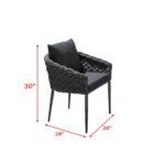 Luktro Outdoor Garden Patio Dining Set 4 Chairs and 1 Table Set Braided & Rope - Image 5