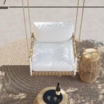 Ulek Single Seater Hanging Swing Without Stand For Balcony , Garden Swing (White + Tan) Braided & Rope - Image 4