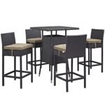 Volta Outdoor Patio Bar Sets 4 Chairs and 1 Table (Dark Brown) - Image 8