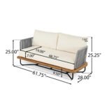 Logema Outdoor Garden Balcony Sofa Set 2 Seater,4 Single Seater With 1 Table Set, Braid & Rope (Grey + Beige) - Image 8