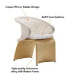 Modero Outdoor Patio Seating Set 6 Chairs and 1 Table Set (Tan + White) - Image 5