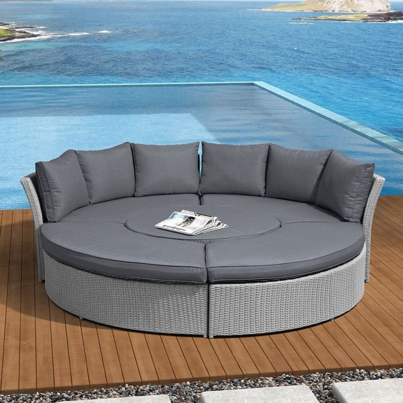 5087d614adeaf7df6a91ef2533bb7169d08853262c214f224ab93d4efa2468e5 Femia Outdoor Poolside Sunbed With Cushion Daybed (Grey) - Image 1