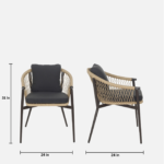 Hall Outdoor Patio Seating Set 4 Chairs and 1 Table Set (Black + Honey) Braided & Rope - Image 10