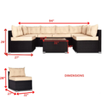 Zullo Outdoor Sofa Set 4 Seater, 2 Single seater and 1 Center Table (Black + Tan) - Image 6