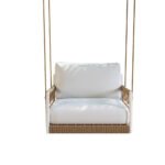 Ulek Single Seater Hanging Swing Without Stand For Balcony , Garden Swing (White + Tan) Braided & Rope - Image 2