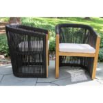 Xini Outdoor Patio Seating Set 6 Chairs and 1 Table Set (Black + Grey) - Image 4