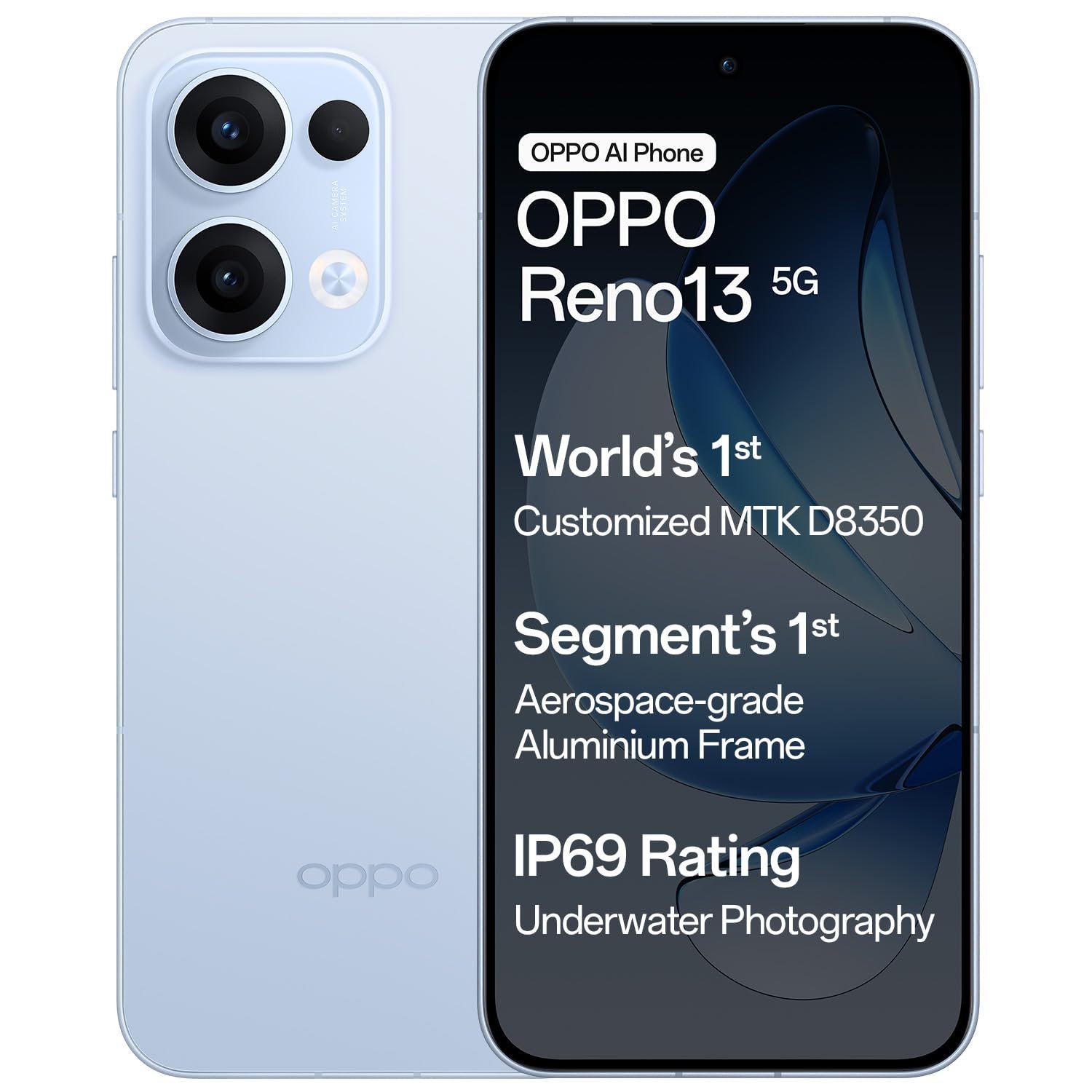 615fQ-9rfdL._SL1500 OPPO Reno13 5G (Luminous Blue,8 GB RAM, 128 GB Storage) with No Cost EMI - Image 1