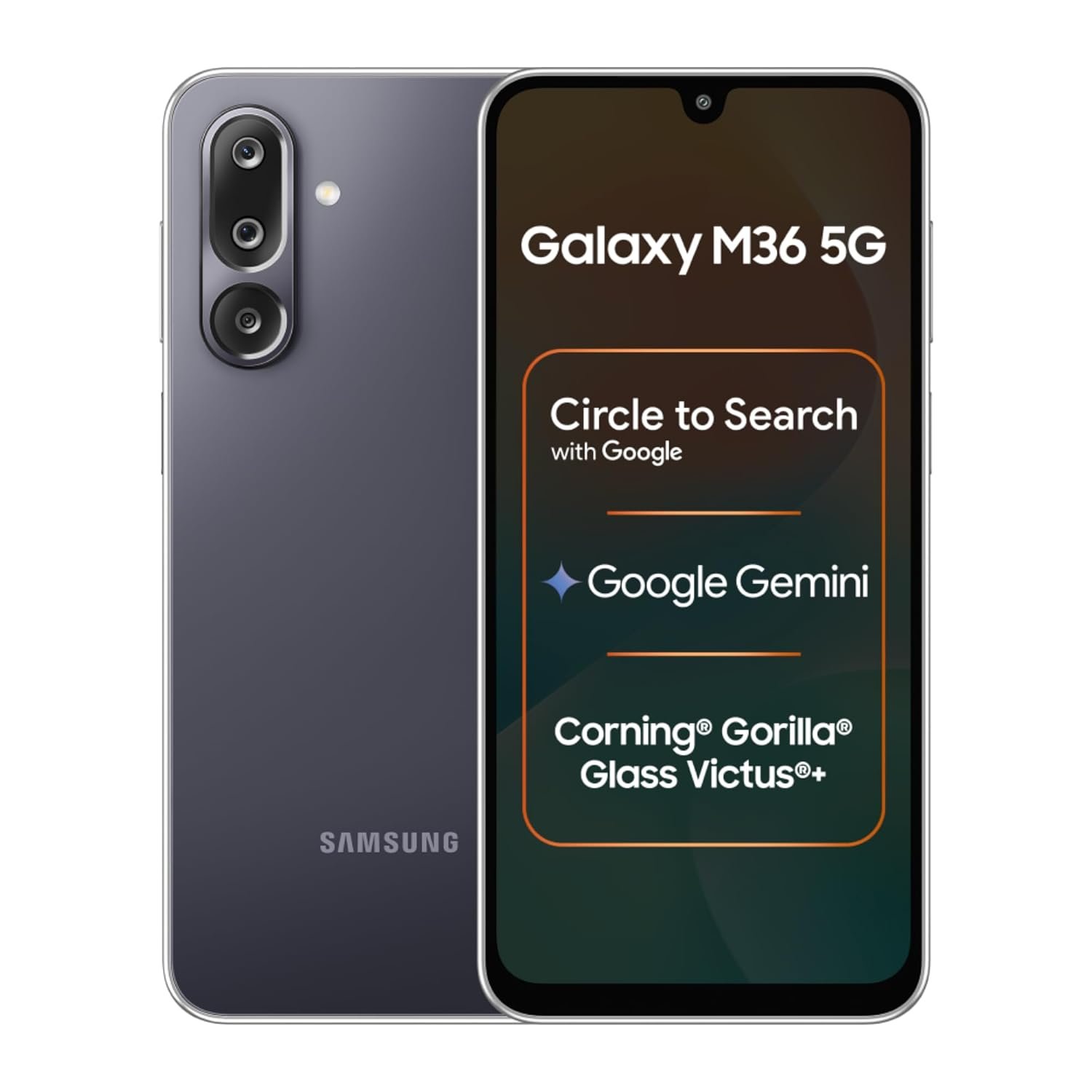 61FcXMhjr8L._SL1500 Samsung Galaxy M36 5G (Velvet Black, 6 GB RAM, 128 GB Storage)| Circle to Search| Google Gemini| Corning Gorilla Glass Victus+| 7.7mm Slim| AI Enhanced 50 MP OIS Triple Camera| Unmatched Nightography - Image 1