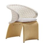Modero Outdoor Patio Seating Set 6 Chairs and 1 Table Set (Tan + White) - Image 3