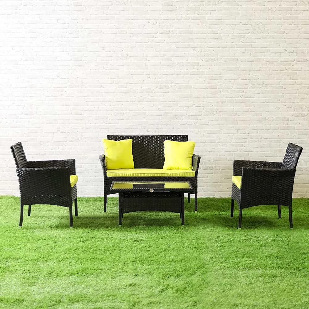 719SwKN7T4L._AC_SL1000 Hamper Outdoor Sofa Set 2 Seater , 2 Single seater and 1 Center Table Set (Black) - Image 1