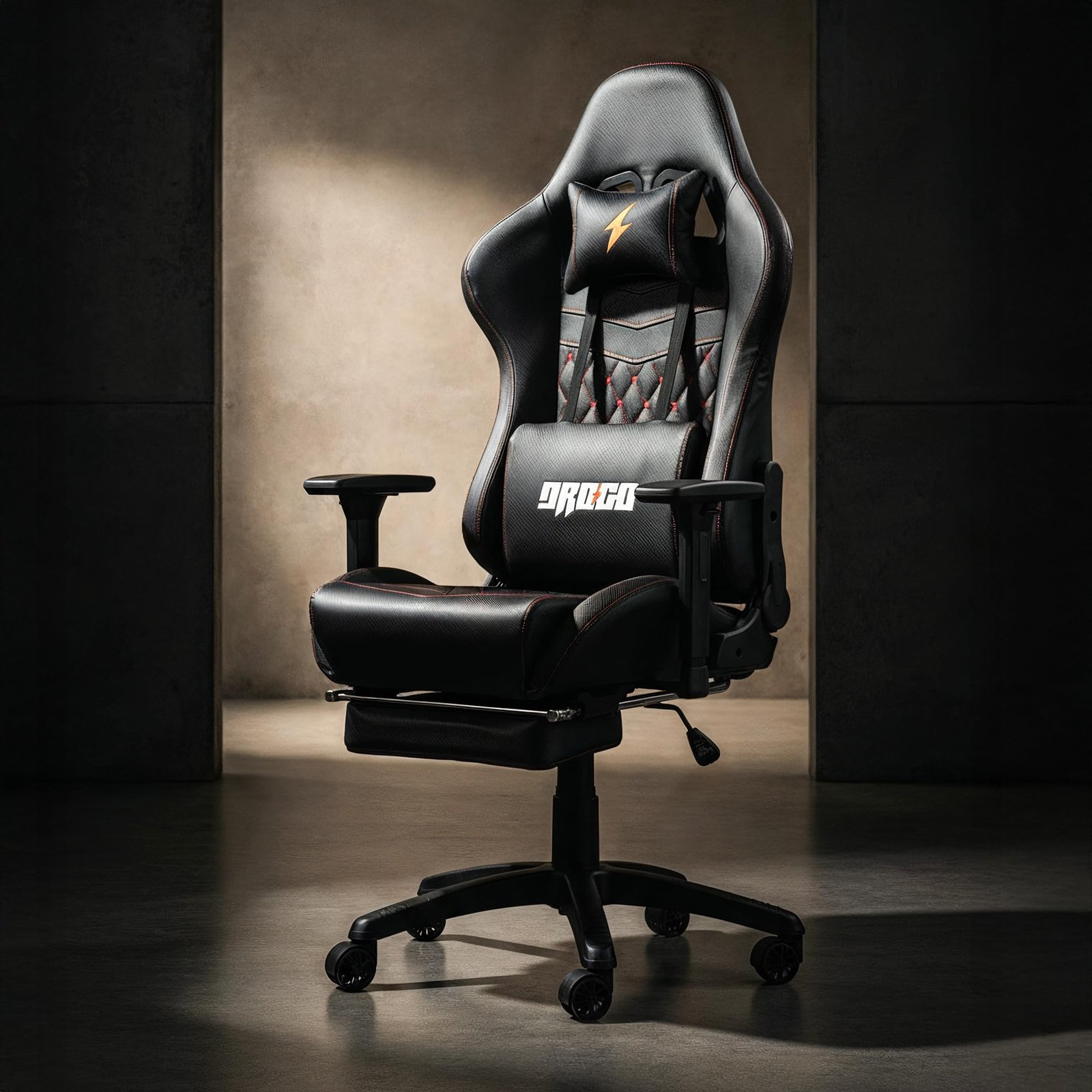 71lQOqM-t4L Drogo Emperor Pro Ergonomic Gaming Chair With Footrest, Adjustable Seat & 3D Arm Rest - Image 1