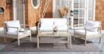 Mesa Outdoor Garden Balcony Sofa Set 2 Seater , 2 Single Seater 1 Center Table Set (Cream)