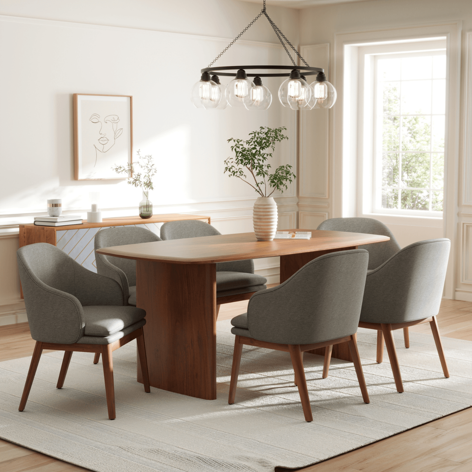 AnishDiningChairwithWayaneChairswithArms Anish Dining Table With 6 Wayane Chair With Arm - Image 1