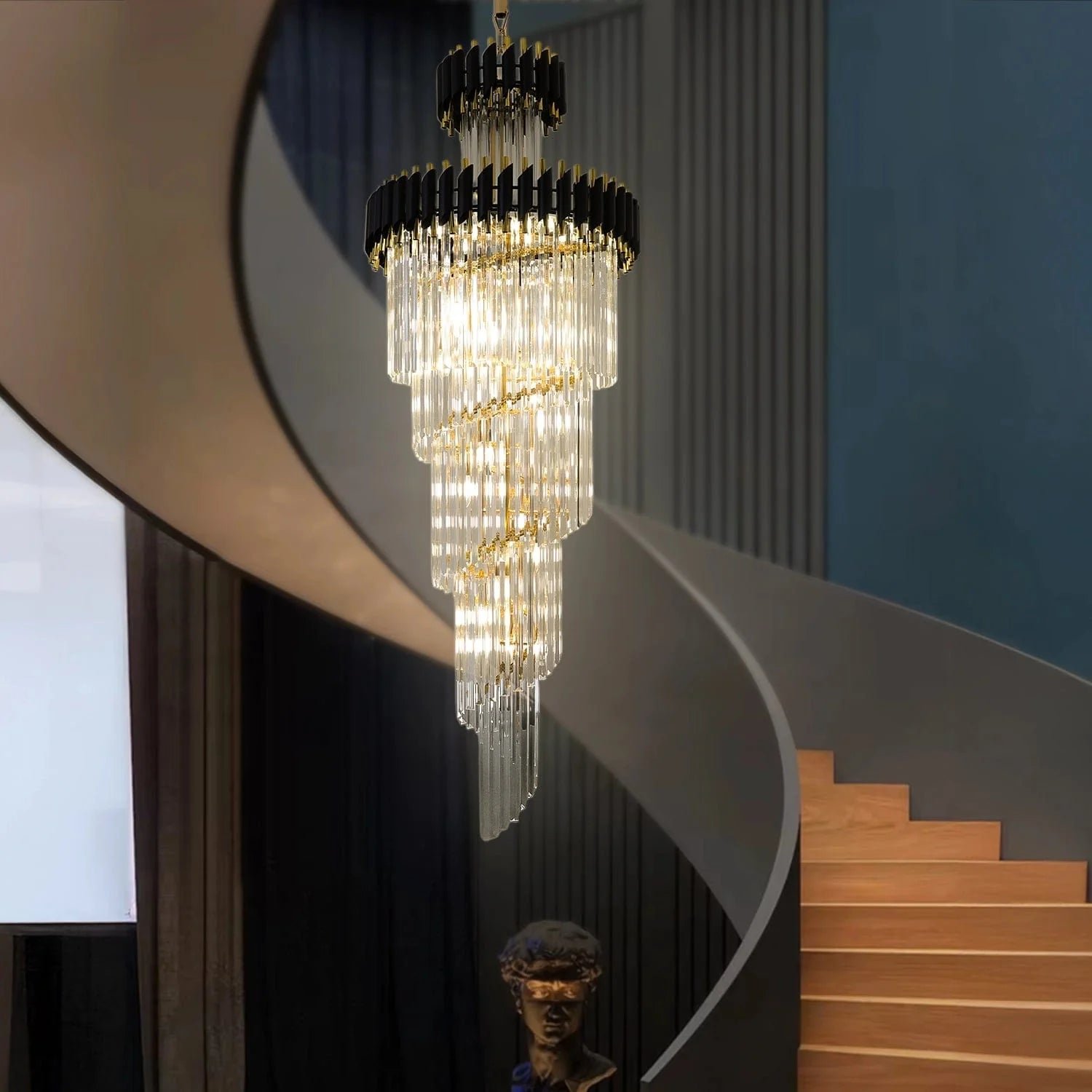 Black_Geminus_3 Black Geminus Long Crystal Chandelier - Image 1
