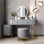 Acodaiuy Vanity Desk | Makeup Vanity Desk White Vanity Table Dressing Table with Drawers Vanity Desk with Mirror & with Lights Makeup Table for Bedroom Bathroom - White - Image 6