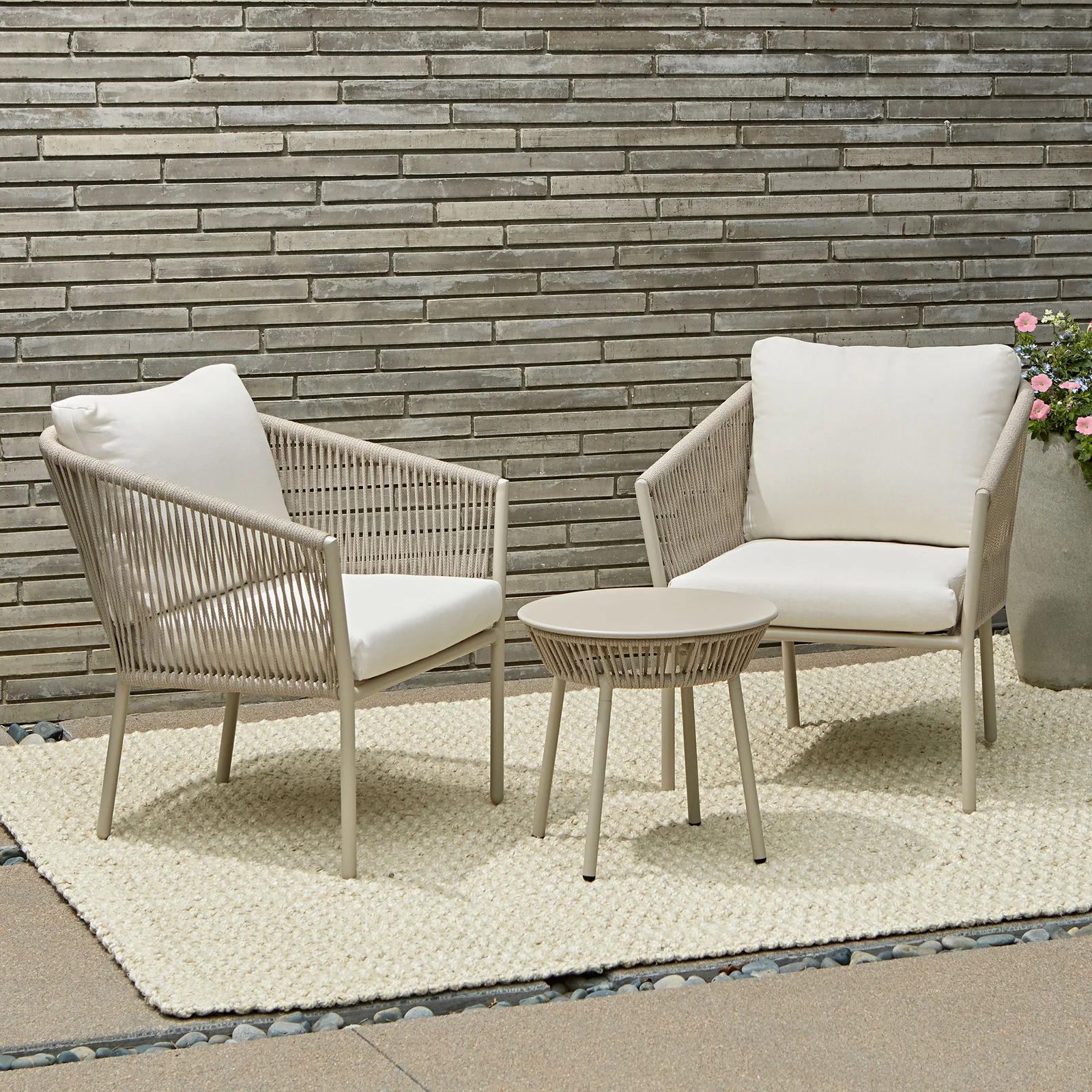 Granton_2_-_Person_Seating_Group_with_Cushions_1 Kalpa Outdoor Patio Seating Set 2 Chairs and 1 Table Set (Beige) Braided & Rope - Image 1
