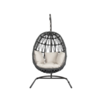 Naaru Single Seater Hanging Swing With Stand For Balcony , Garden (Dark Grey) Braided & Rope - Image 2