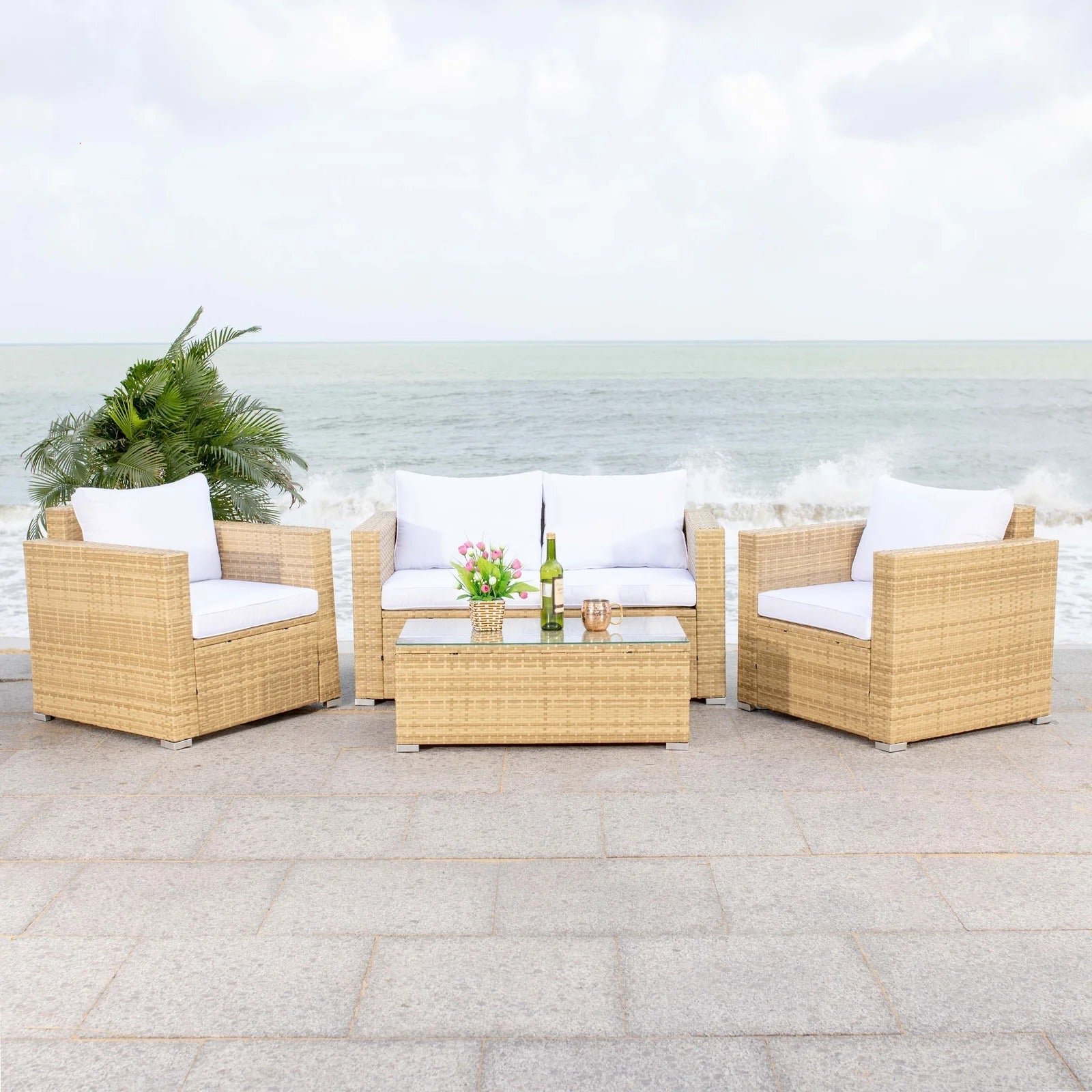 Power Outdoor Sofa Set 2 Seater , 2 Single seater and 1 Center Table Set (White) - Image 12