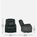 Avalon Rocking & Rotating Midnight Blue Single Seater Suede Fabric Recliner - Image 6