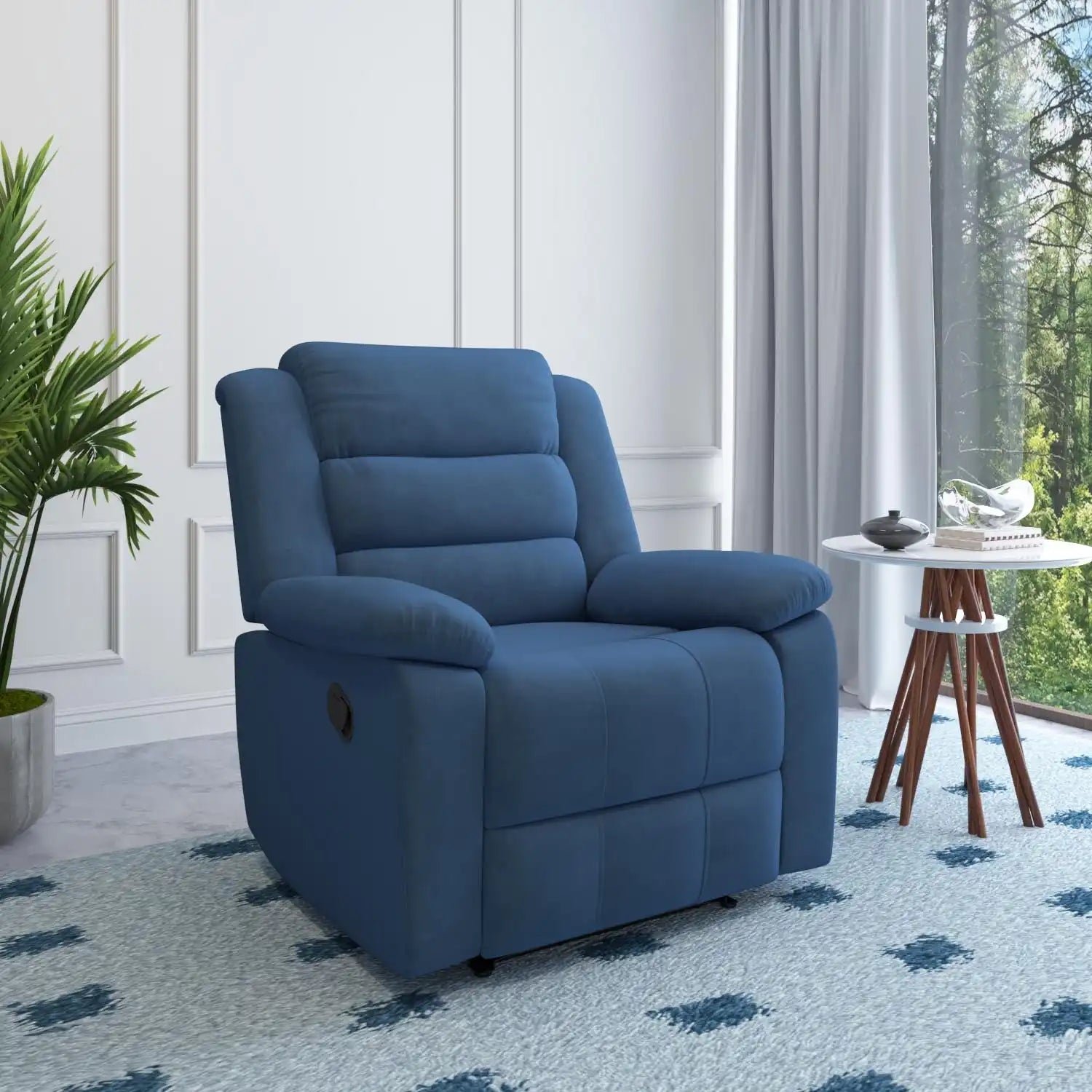 SIERRANeo_Blue_01 Nilkamal Sierra 1 Seater Manual Recliner Sofa (Blue) - Image 1