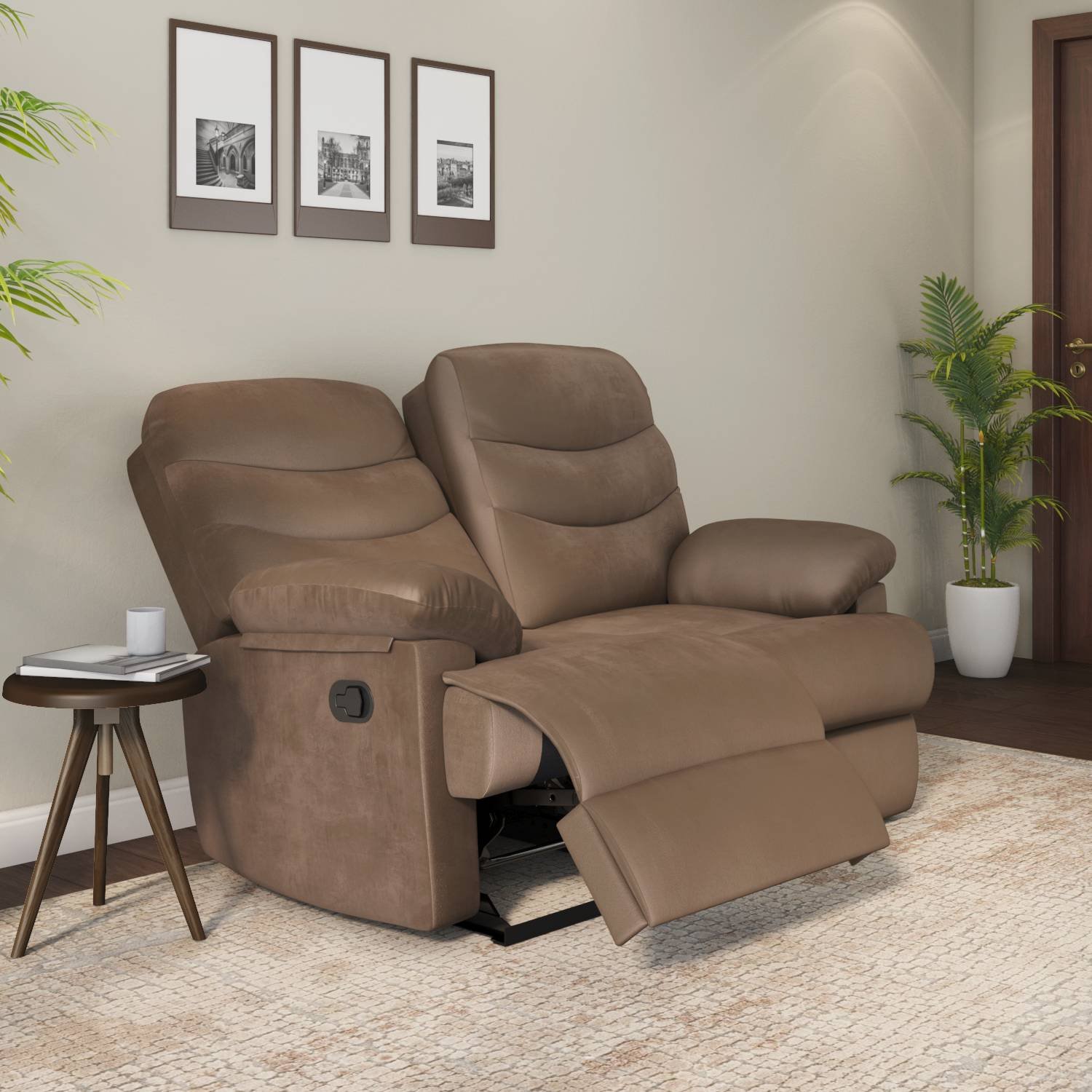 Skelton2strLS Nilkamal Skelton 2 Seater Manual Recliner (Velvet Brown) - Image 1