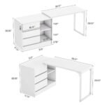 White Bedroom Vanity Table – Makeup Desk with 3 Drawers & Open Shelves - Image 4