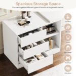 White Bedroom Vanity Table – Makeup Desk with 3 Drawers & Open Shelves - Image 7