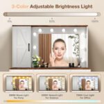 Winston Porter White Rustic Vanity Table – Farmhouse Makeup Desk with LED Mirror, 3 Drawers & 3 Cabinets - Image 2