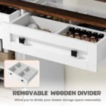 Winston Porter White Rustic Vanity Table – Farmhouse Makeup Desk with LED Mirror, 3 Drawers & 3 Cabinets - Image 7