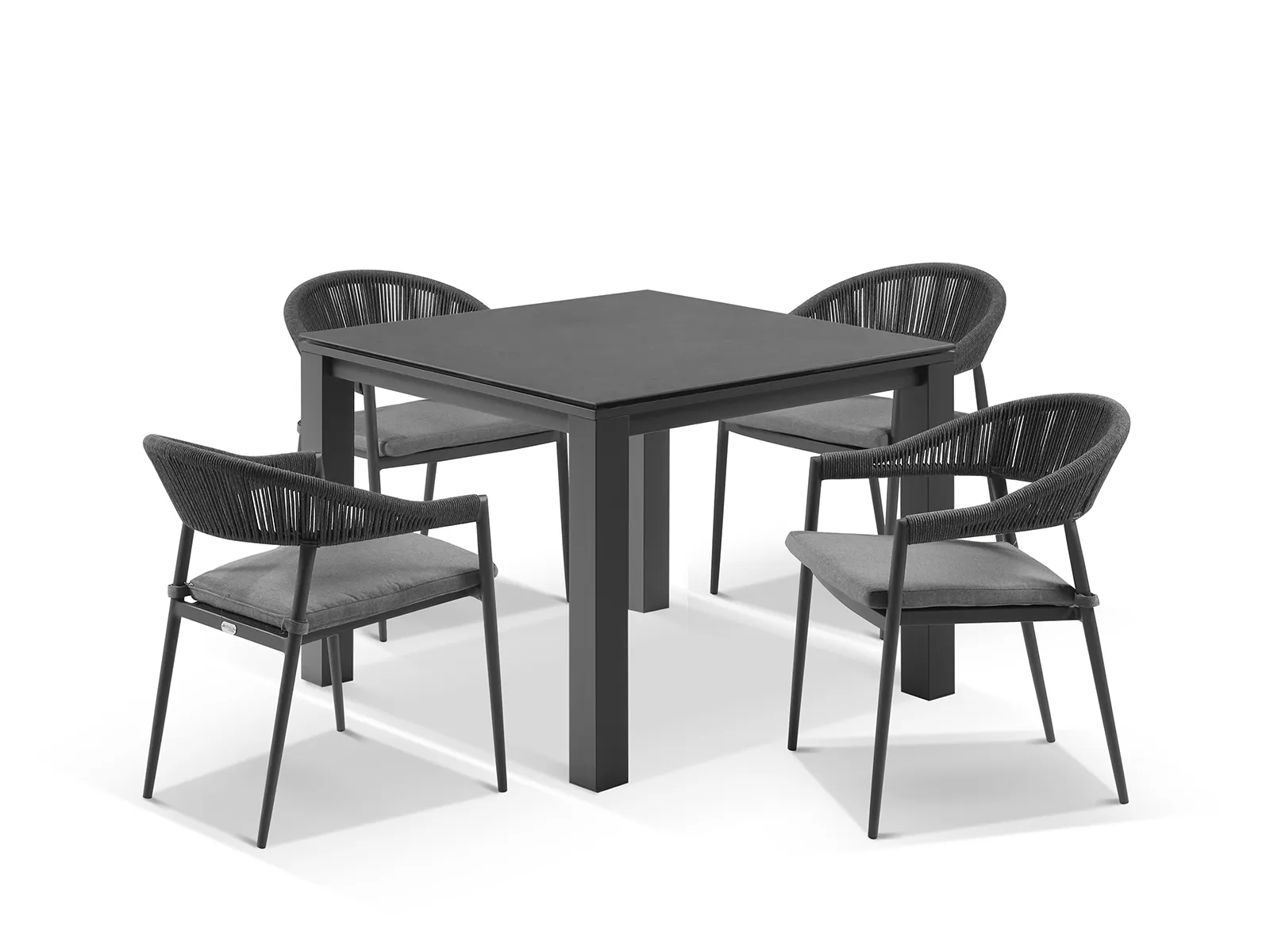 adele-95-cermaic-nivala-5pc-char Maven Outdoor Patio Seating Set 4 Chairs and 1 Table Set (Dark Grey) Braided & Rope - Image 1