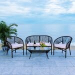 Amedea Outdoor Sofa Set 2 Seater , 2 Single seater and 1 Center Table (Black + White) - Image 2